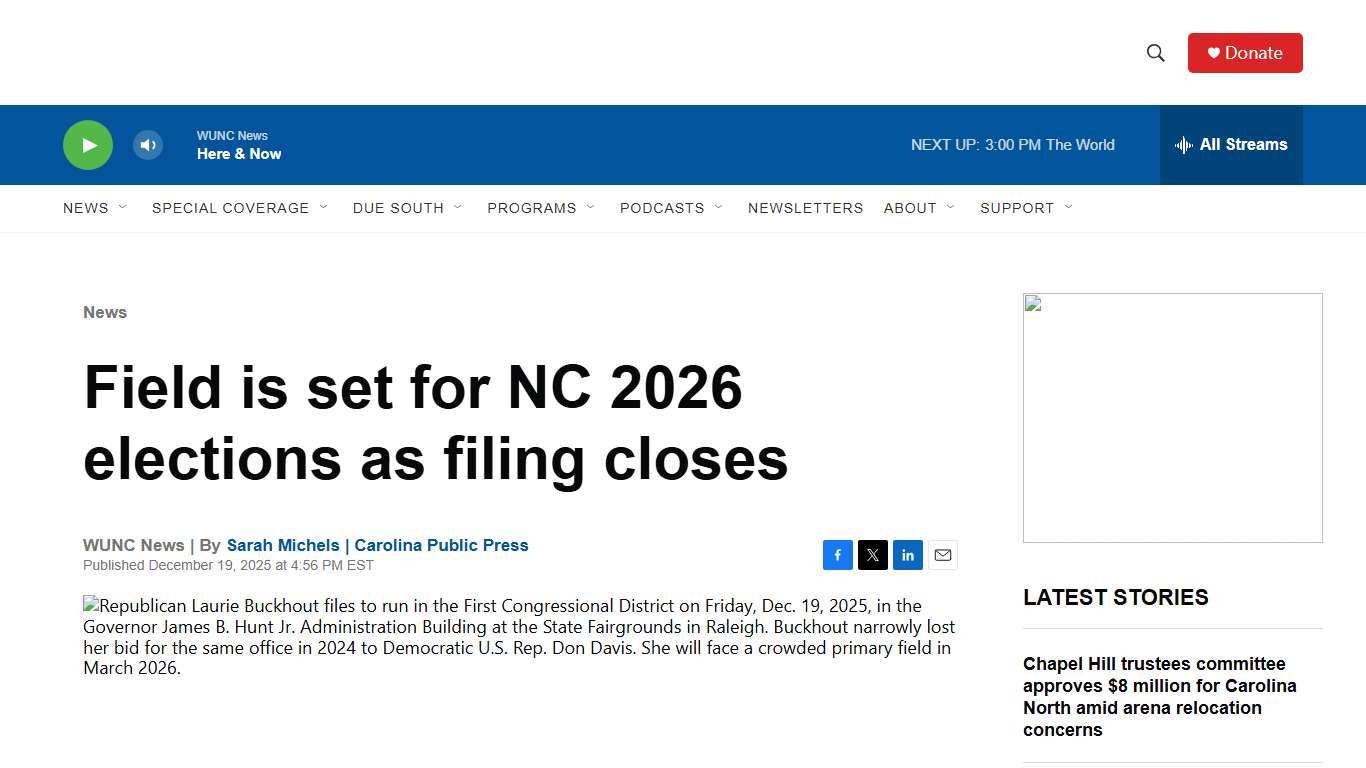 Field is set for NC 2026 elections as filing closes | WUNC News