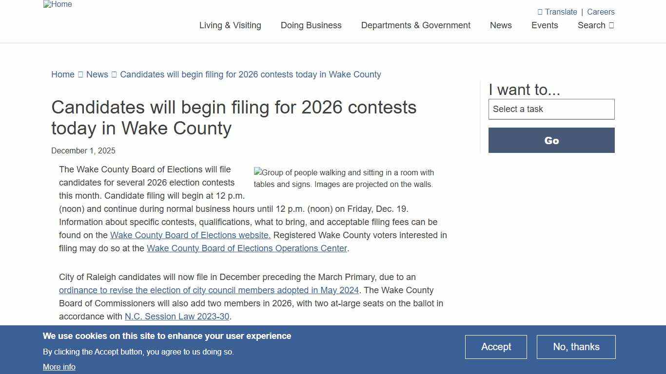 Candidates will begin filing for 2026 contests today in Wake County | Wake County Government